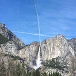 image for It looks like a single stream of water is falling from the sky to feed Yosemite Falls.