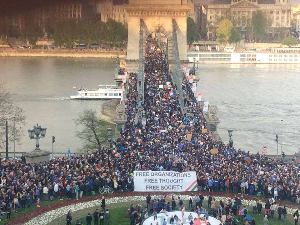 image for 70 thousand protesters are marching the streets of Budapest at #istandwithCEU