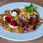 image for [Homemade] Swedish Waffles, Bacon &amp; Scrambled Eggs
