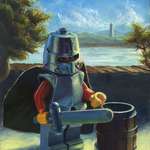 image for Lego Knight with barrel, Acrylic on canvas,18x24