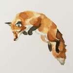 image for Little fox, watercolor, 300x700