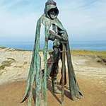 image for The new 8ft statue of King Arthur on the top of Tintagel cliffs