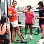 image for Arnold Schwarzenegger and Sylvester Stallone - workout session in Venice Beach. 1980's