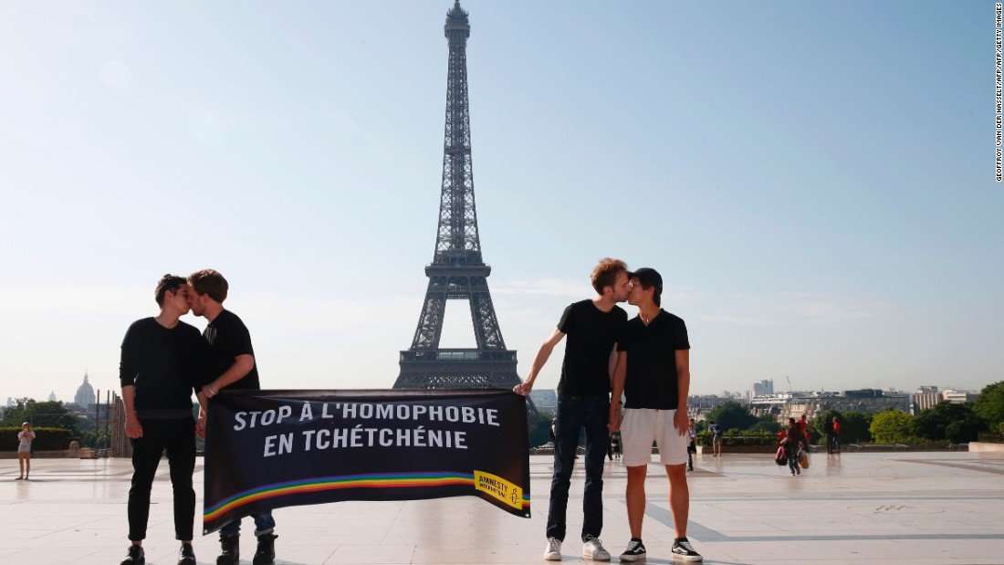 image for French president calls on Putin to protect gay Chechens