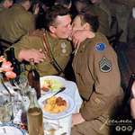 image for "The Friendship kiss" - Russian and US soldier - Germany 1945 [784*750] colorized