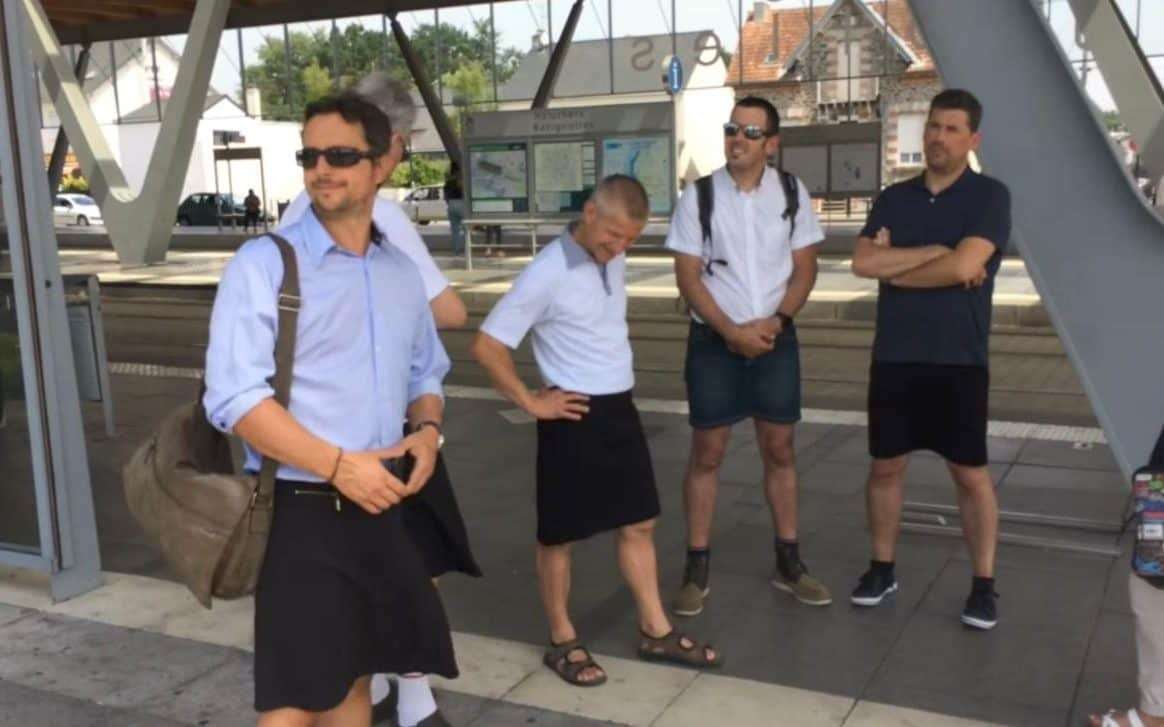 image for Male French bus drivers don skirts to protest shorts ban in heatwave