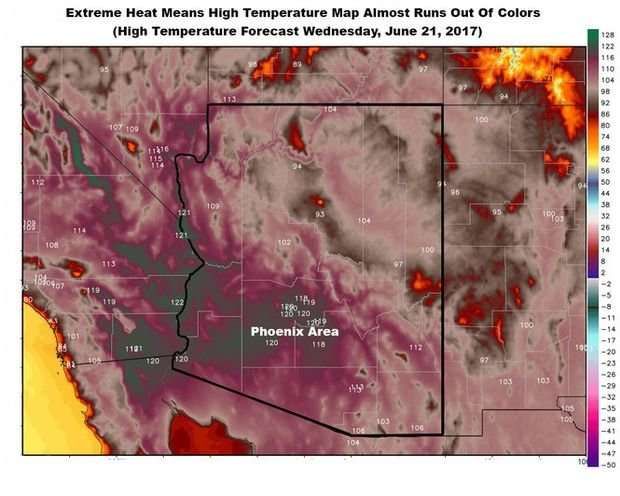 image for Arizona so hot weather map almost runs out of colors