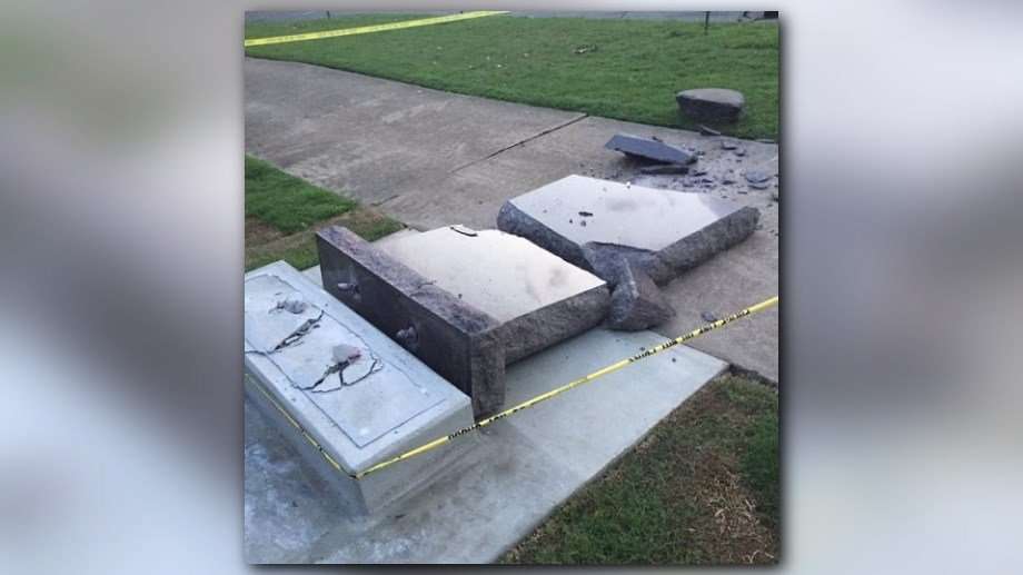 image for Newly placed 10 Commandments statue at Ark. State Capitol destroyed, man arrested