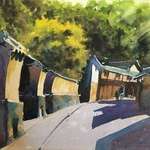 image for "Traditional Japanese Street", Watercolor, 31.8 x 41 cms,