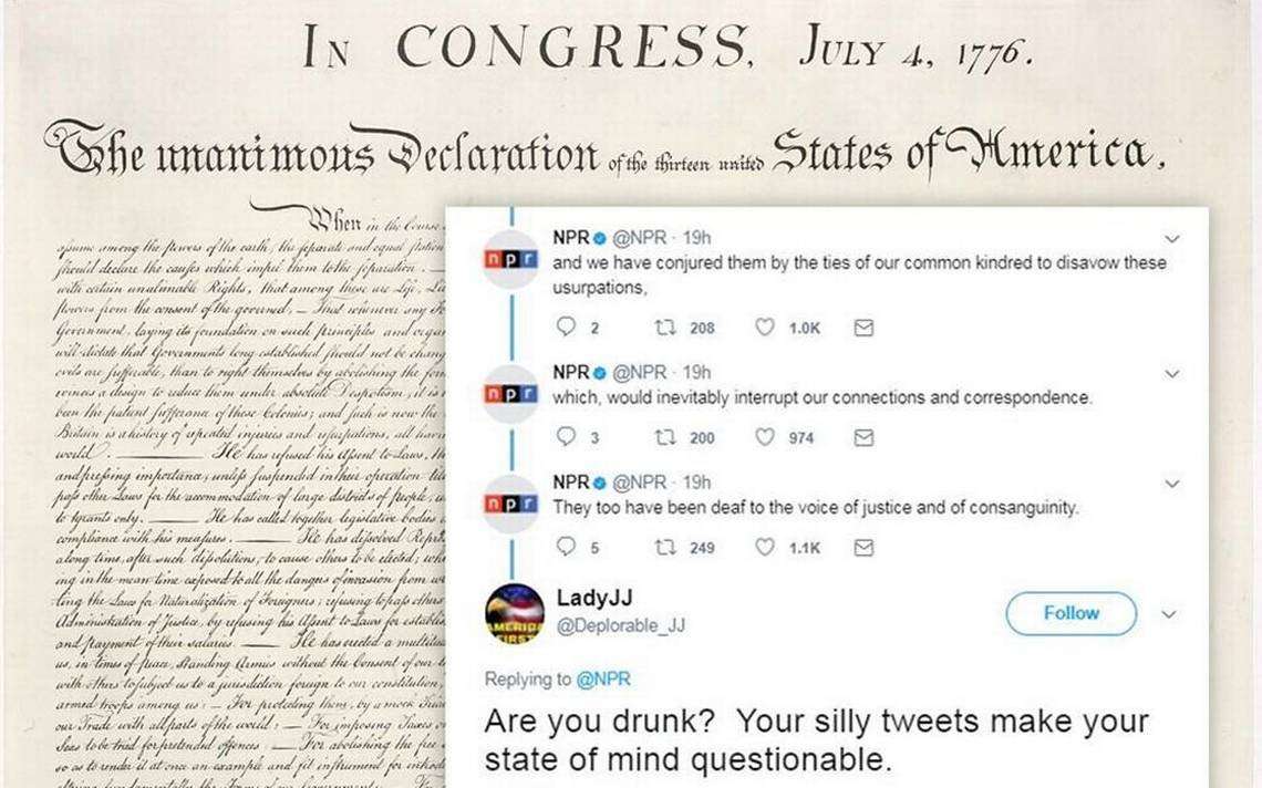 image for NPR tweets the Declaration of Independence, and people freak out about a ‘revolution’