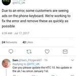 image for HTC "accidentally" coded in ads into the default keyboard app