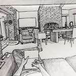 image for Sat down with a sketchbook and started drawing my living room