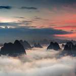 image for I woke up at 3am to secure a spot to get this shot from the top of 相公mountain, Guilin, China. [oc] 2048*970
