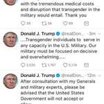 image for The most "lgbt-friendly president ever" announces ban on trans people from serving in our military on twitter