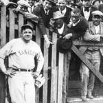 image for Babe Ruth posing with fans 1925. He was a popular figure in the African American community because of his willingness to treat them as he would white fans, along with rumors of him being biracial.