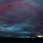image for A 10pm blood red night rainbow outside my home in Scotland!