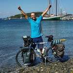 image for My friend after biking 4,374 miles across the United States. From Washington to Maine.