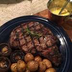 image for Ribeye steak with rosemary potatoes, mushrooms, and a side of bearnaise [3024 × 4032][OC]