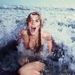 image for Carrie Fisher promoting “Return of the Jedi” at a Rolling Stone Magazine beach shoot, 1983.