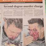 image for This newspaper headline is scarring VS Pie eating contest