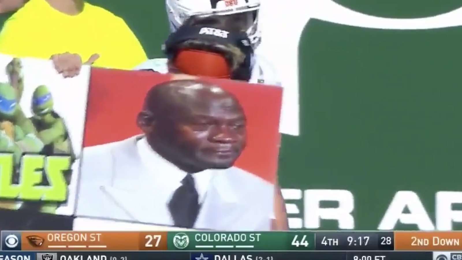 image for Oregon State used a Crying Jordan playcall sign and immediately fumbled
