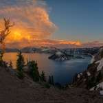 image for A day before the wildfires started I saw this fire in the sky at Crater Lake in Oregon [OC][3000x2000]