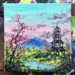 image for Mini Mount Fuji, Acrylics, 2x2"