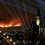 image for I work at the Wizarding World of Harry Potter in Los Angeles. My city is currently experiencing the largest fire in history. My coworker got this photo from work. (Name not mentioned for privacy reasons). I present to you guys, the Battle of Hogwarts.
