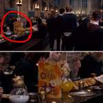 image for In Harry Potter, background students can be seen eating parodies of real world cereal brands, such as "Cheeri-Owls"