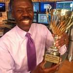 image for The best weather man ever just received this trophy from his news station!
