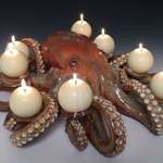 image for This octopus candle holder that my sister hand made at her pottery shop.