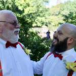image for My bearded dude and I got married today. No cake got on the beards.