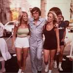 image for Hugh Hefner post tennis game Playboy Mansion 1977.