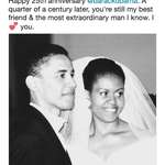 image for Barack and Michelle Obama are celebrating their 25th wedding anniversary today