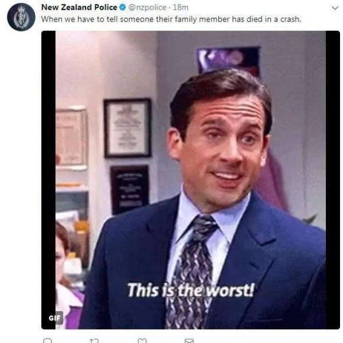 image for New Zealand Police apologise for 'insensitive' road death tweet using The Office gif