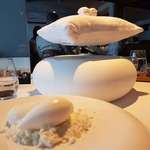 image for A meringue served on a magnetically levitated pillow.