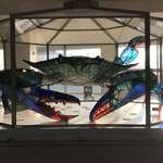 image for At BWI airport. Stained glass Maryland blue crab.