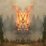 image for Mirrored forest fire image looks like crazy fire demon thing