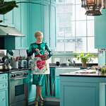 image for Veronica Beard's green Manhattan kitchen (the dickey blazer queen) [918 × 1388]