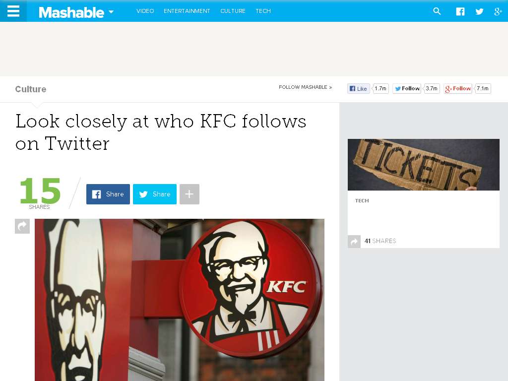 image for Look closely at who KFC follows on Twitter