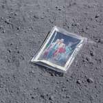 image for The family photo that Charlie Duke left on the Moon on April 23, 1972.... On the back side of the photo a message reads “this is the family of astronaut Duke from planet Earth. Landed on the moon, April 1972”.