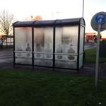 image for The condensation at this bus stop doesn't form where people have sat and creates almost ghostly shapes