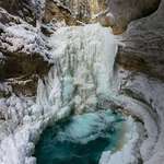 image for A Frozen Waterfall in Johnston Canyon, Banff National Park, Canada. [OC][1800x2386]