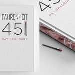 image for Ray Bradbury's 'Fahrenheit 451' bound with striking paper and a match