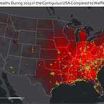 image for Cardiac Related Deaths During 2013 in the Contiguous USA Compared to Waffle House Locations. (Follow up to previous post) [OC]