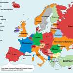 image for Map of first higher education degrees of European country leaders.