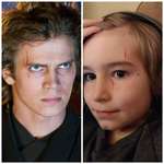 image for My son is growing his hair out to "look like Anakin." Then, yesterday he got kicked by the cat. He also doesn't like sand.