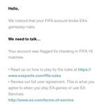 image for Got an email from EA about cheating in FIFA 18 but I’ve never even owned a FIFA title