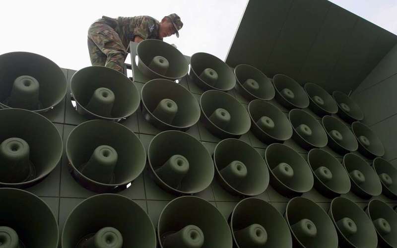 image for South Korea taunts North Korea over defecting soldier by broadcasting news through loudspeakers, report says