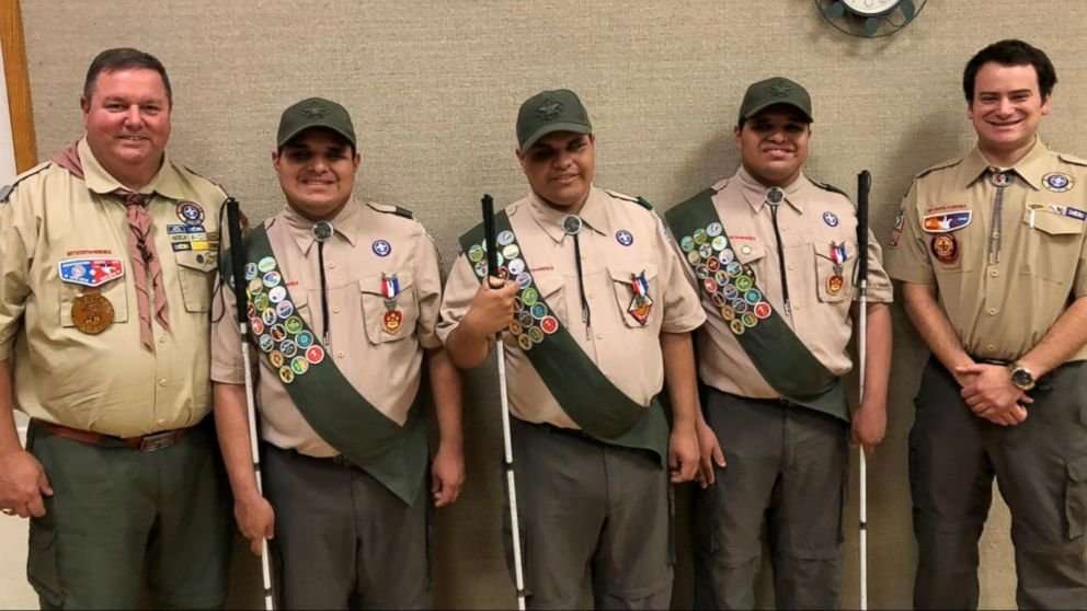 image for Blind triplets credit their father with helping them earn highest rank in Boy Scouts Video